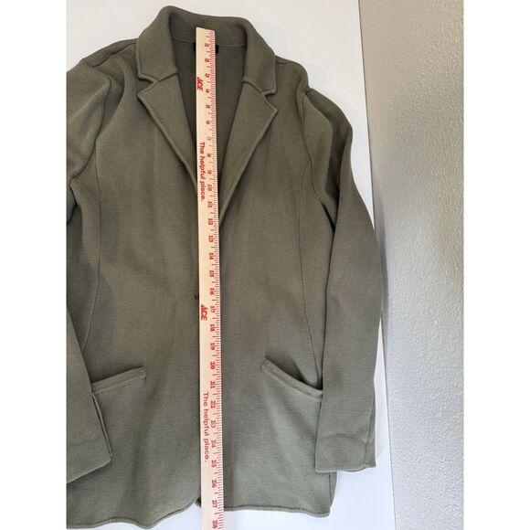 Talbots Size L Cotton Stretch Sweater Blazer Pockets Olive Green Knit Soft - Picture 5 of 9